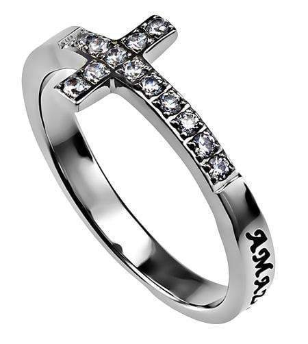Women's Amazing Grace Sideways Cross Ring