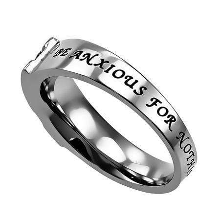Women's Be Anxious For Nothing Shell Ensign Cross Ring - Image 2