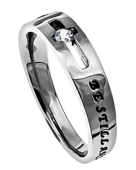 Women's Be Still Solitaire Cross Ring