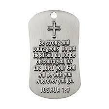 Be Strong And Courageous Dog Tag Necklace