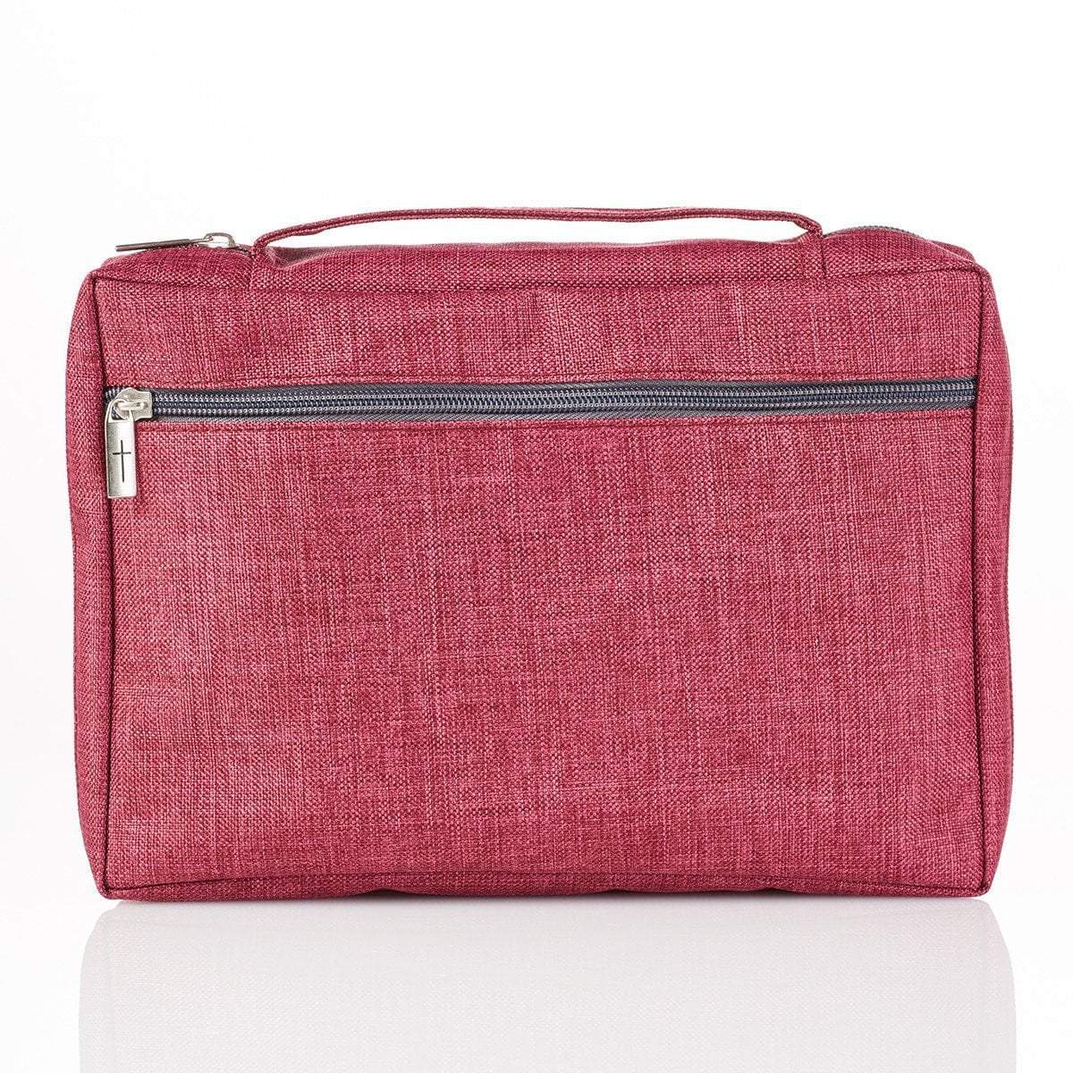 Burgundy Poly-Canvas Bible Cover With Fish Applique - Image 2