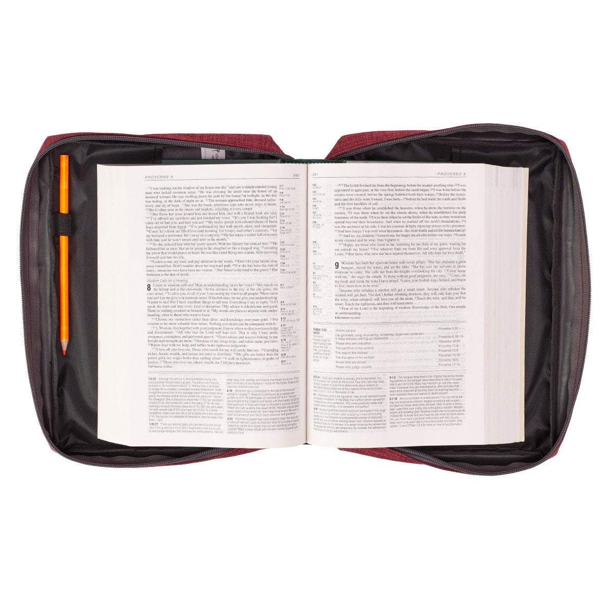 Burgundy Poly-Canvas Bible Cover With Fish Applique - Image 4