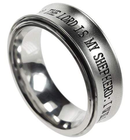 Fear No Evil Psalm 23 Stainless Steel Spinner Ring - Image 2