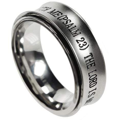 Fear No Evil Psalm 23 Stainless Steel Spinner Ring - Image 3
