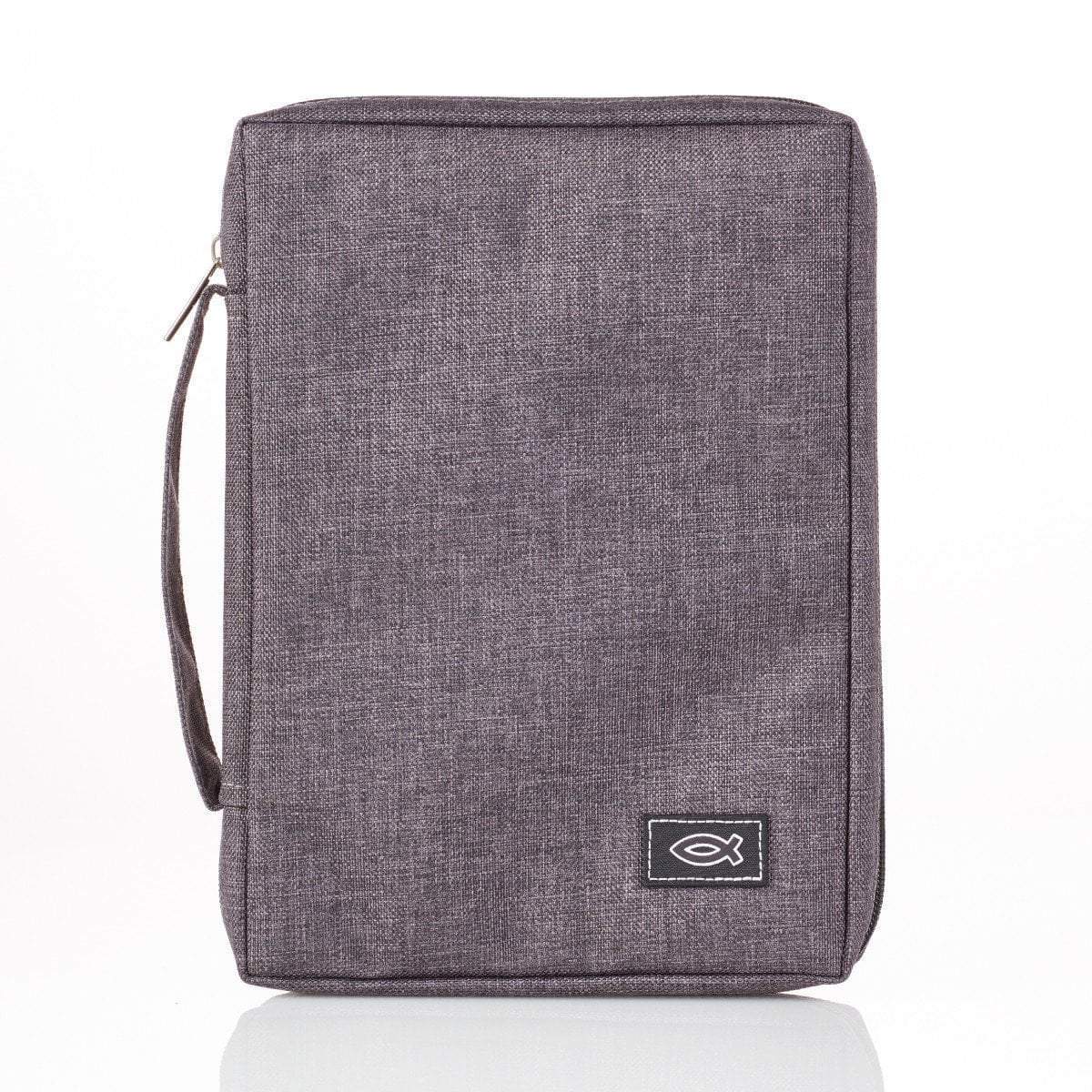 Gray Canvas Bible Cover With Fish