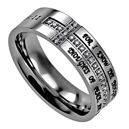 I Know Jeremiah 29:11 Crescent Cross Ring