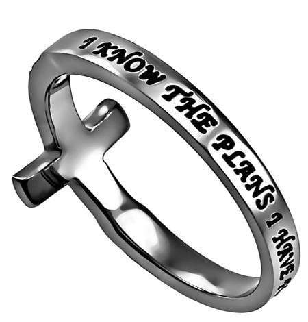 I Know The Plans Jeremiah 29:11 Sideways Cross Ring - Image 2