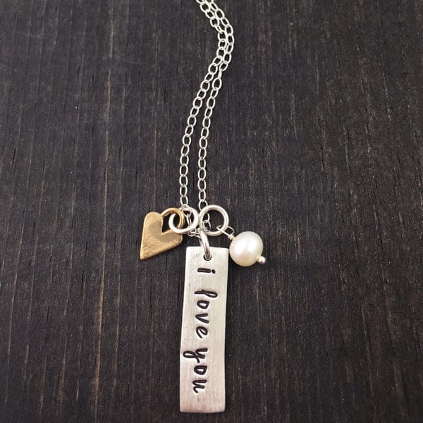 I Love You Pewter Necklace With Heart