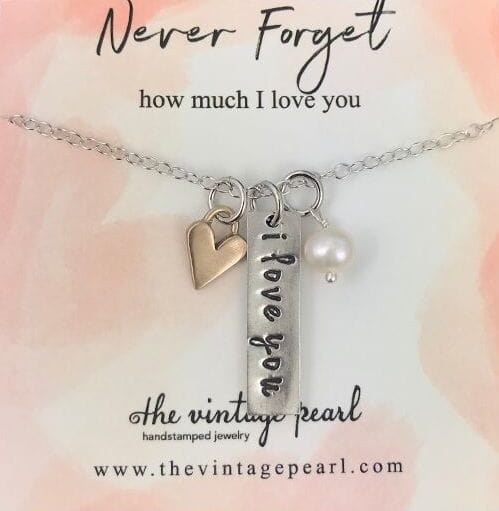 I Love You Pewter Necklace With Heart - Image 2
