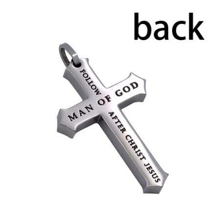 Man Of God Crown Of Thorns Cross Necklace - 1 Timothy 6:11 - Image 2