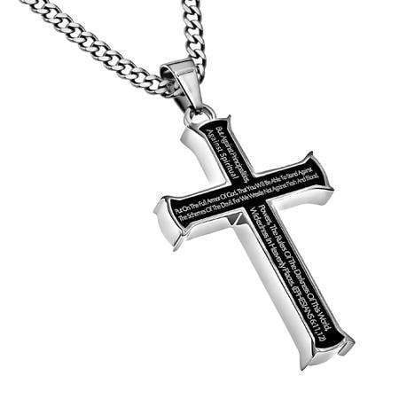 Men's Armor Of God Black Cross Necklace - Ephesians 6:11 - Image 2
