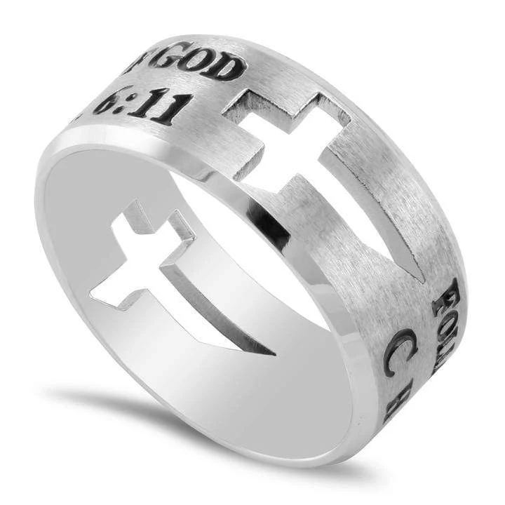 Men's Cut Out Cross Ring Man of God - Image 2