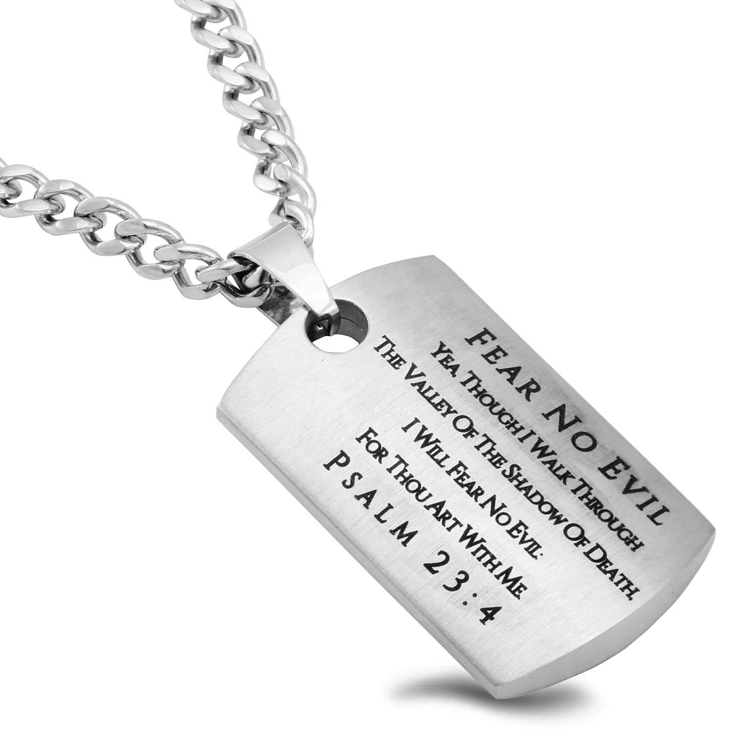 Men's Guardian Shield Cross Necklace Psalm 23 Fear No Evil - Image 2
