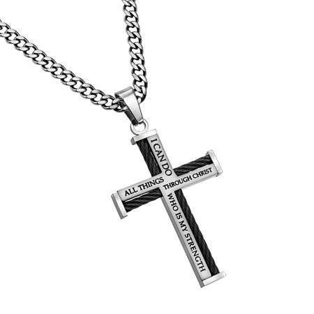 Men's I Can Do All Things Cable Cross Necklace - Philippians 4:13
