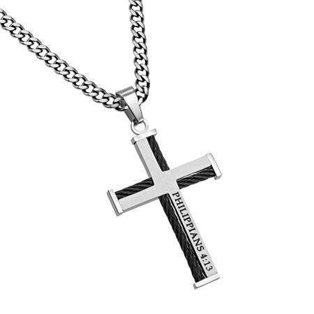 Men's I Can Do All Things Cable Cross Necklace - Philippians 4:13 - Image 2