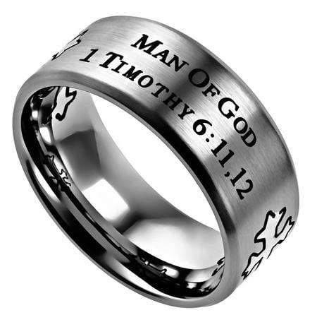 Men's Silver Stainless Steel Cross Ring Man Of God - Image 2