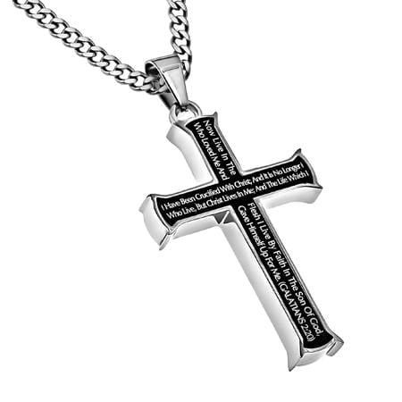 Men's Stainless Steel Black Cross Necklace Crucified With Christ