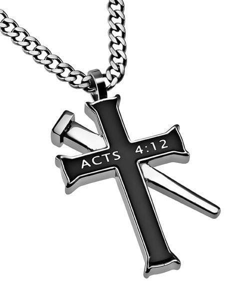 Men's Stainless Steel Black Established Cross Necklace Jesus - Image 2