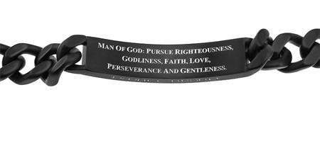 Men's Stainless Steel Black Sport Bracelet Man Of God - Image 3