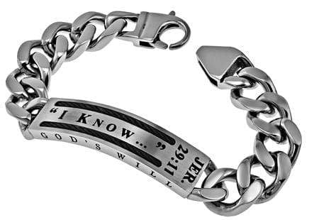 Men's Stainless Steel Cable Bracelet - I Know Jeremiah 29:11