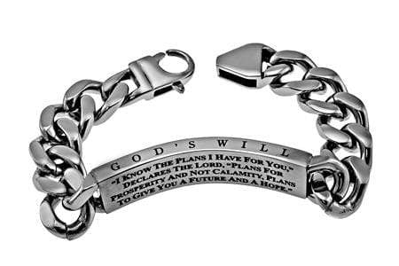 Men's Stainless Steel Cable Bracelet - I Know Jeremiah 29:11 - Image 2