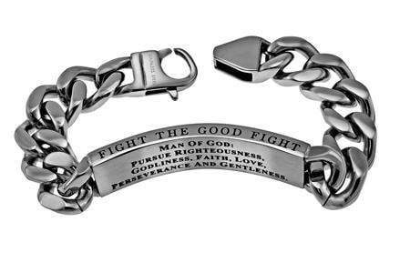Men's Stainless Steel Cable Bracelet Man Of God - 1 Tim 6:11 - Image 2