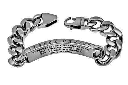 Men's Stainless Steel Cable Bracelet Man Of God - 1 Tim. 6:11 - Image 3
