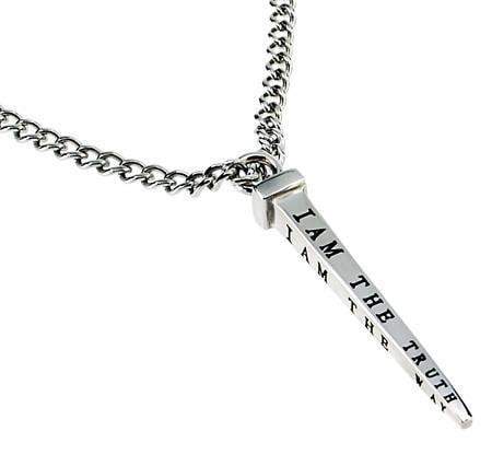 Men's Stainless Steel Nail Necklace Way, Truth, Life - John 14:6 - Image 2