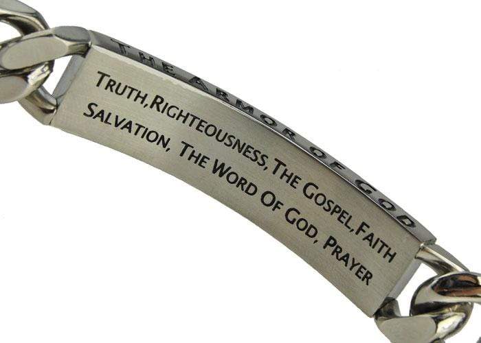 Men's Stainless Steel Shield Cross Bracelet Armor Of God - Image 2