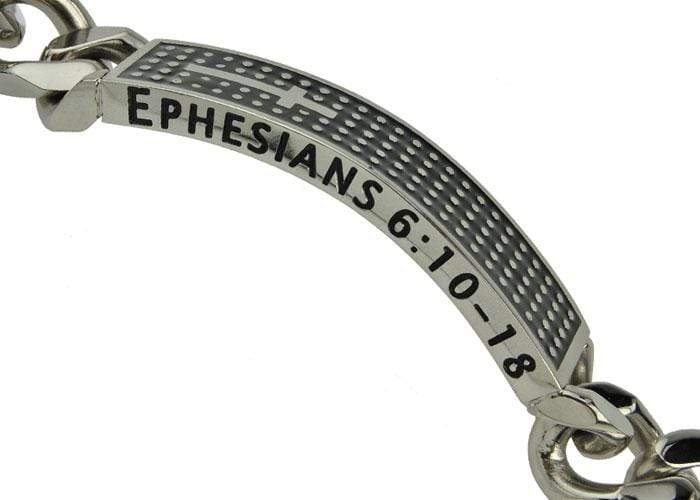 Men's Stainless Steel Shield Cross Bracelet Armor Of God - Image 3