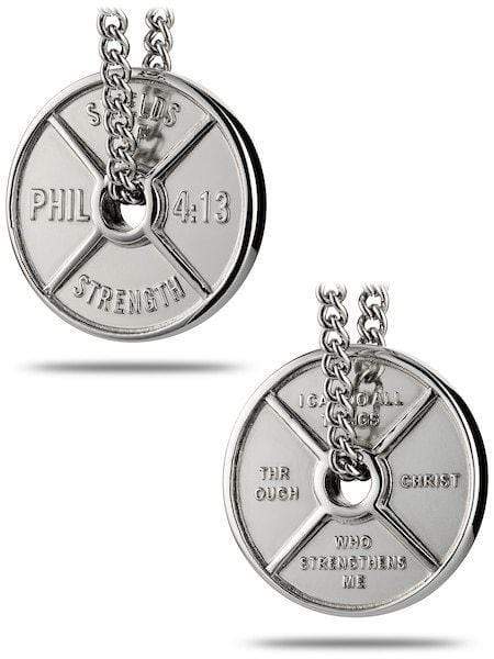Men's Stainless Steel Weight Plate Necklace - Philippians 4:13 - Image 3