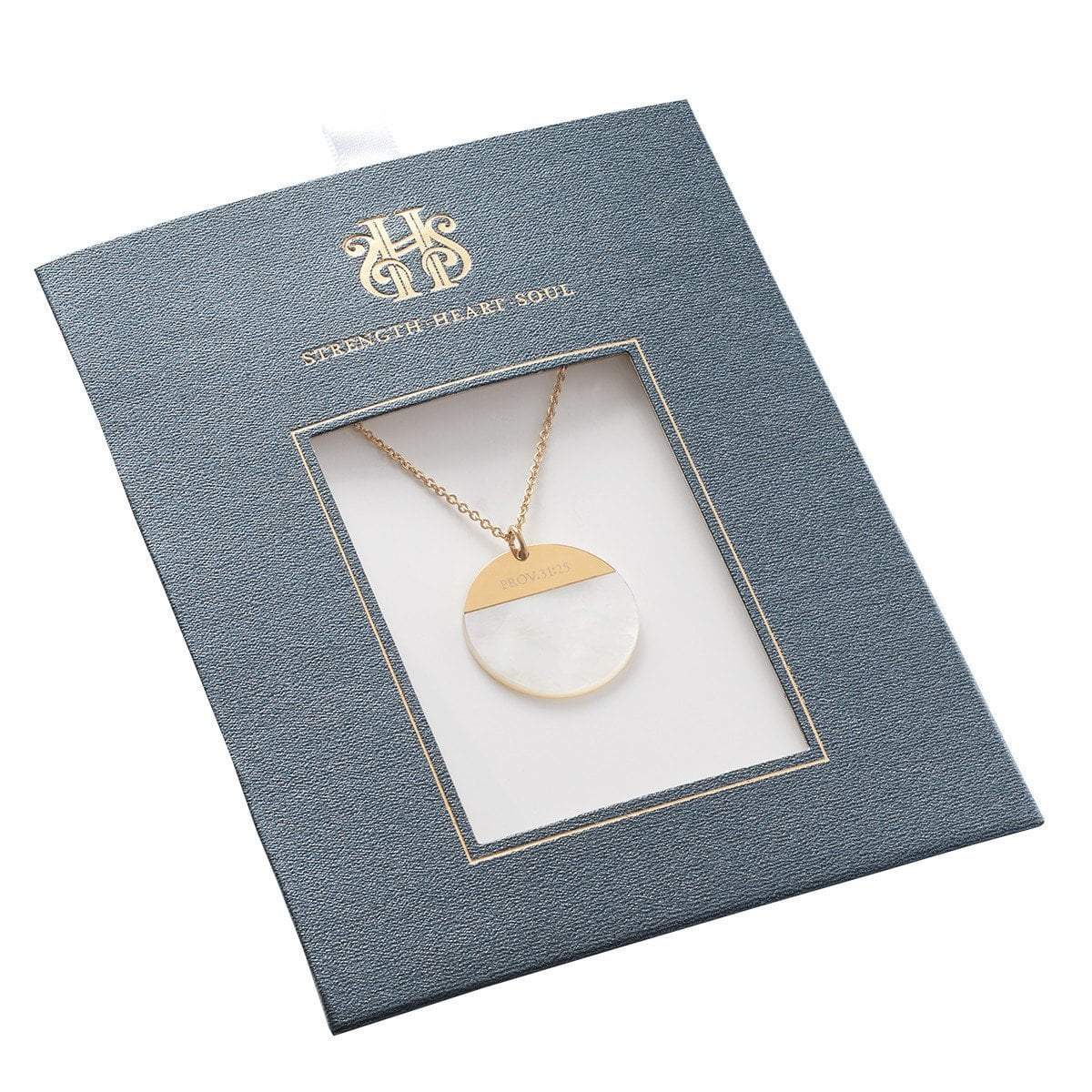 Mother Of Pearl Shell Necklace - Proverbs 31:25 - Image 2
