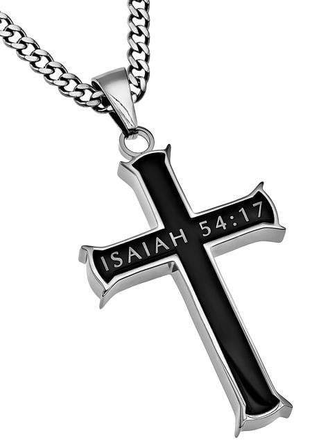 No Weapon Formed Against You Men's Black Cross Necklace - Image 2