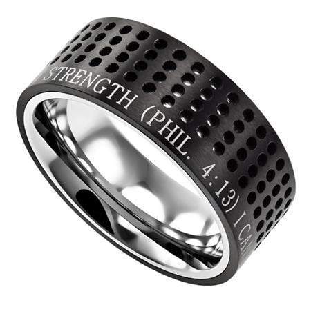 Men's Philippians 4:13 Black Sport Ring - Image 2