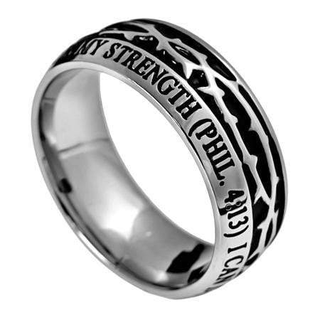 Philippians 4:13 Christ My Strength Crown Of Thorns Ring - Image 2