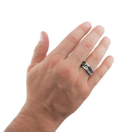 Men's Philippians 4:13 Silver Chain Ring - Image 2