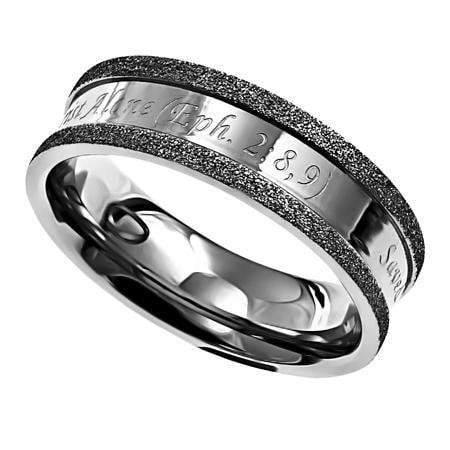 Silver Champagne Saved By Grace Ring - Image 2