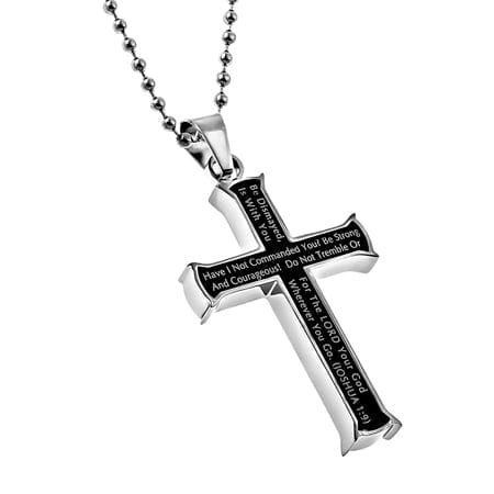 Strong And Courageous Black Iron Cross Necklace - Image 3