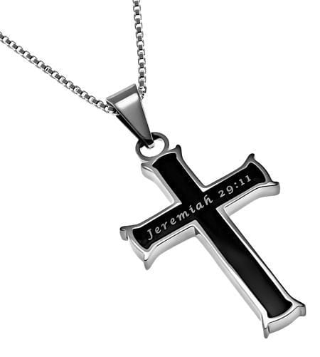 Women's Black Cross Necklace I Know - Image 2