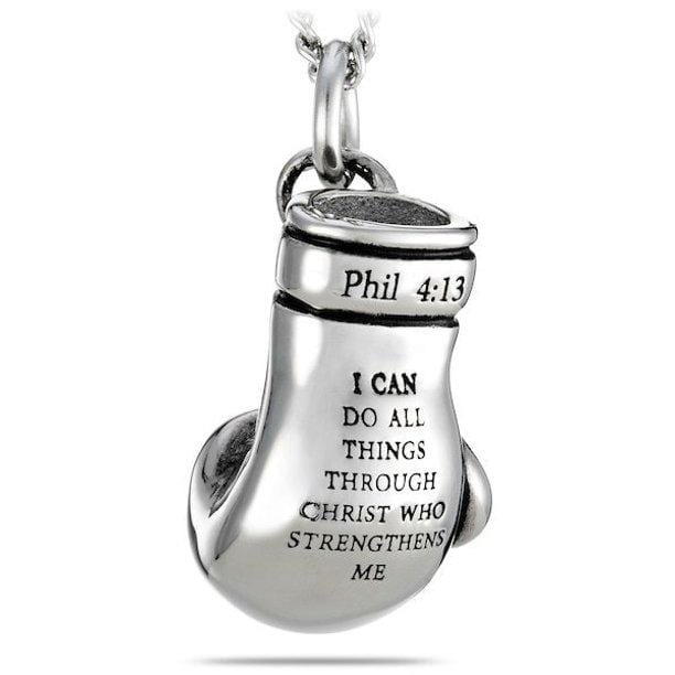 Women's Boxing Glove Necklace Philippians 4:13