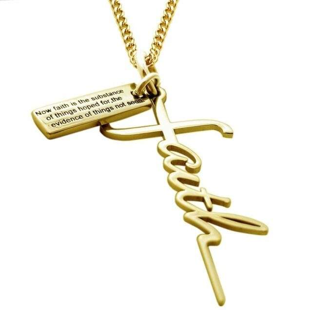 Women's Faith Gold Stainless Steel Cross Necklace