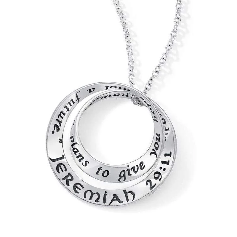 Women's For I Know The Plans Sterling Silver Mobius Necklace - Jeremiah 29:11