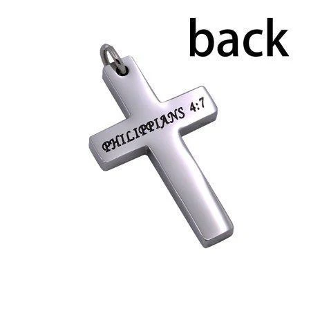 Women's Guarded In Christ Simplicity Cross Necklace - Phil 4:7 - Image 2