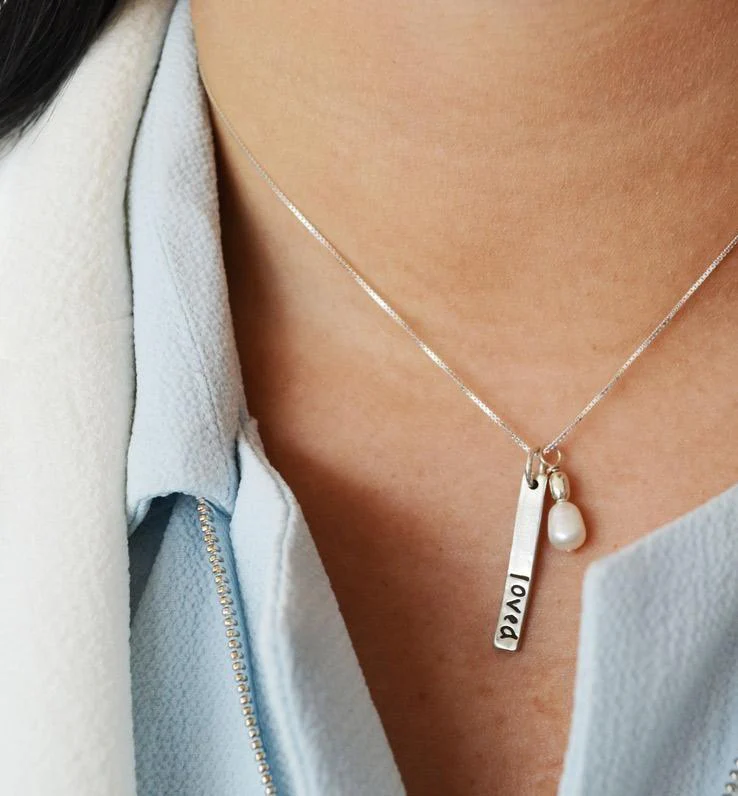 Women's Loved Sterling Silver Blessing Bar Necklace - Image 2