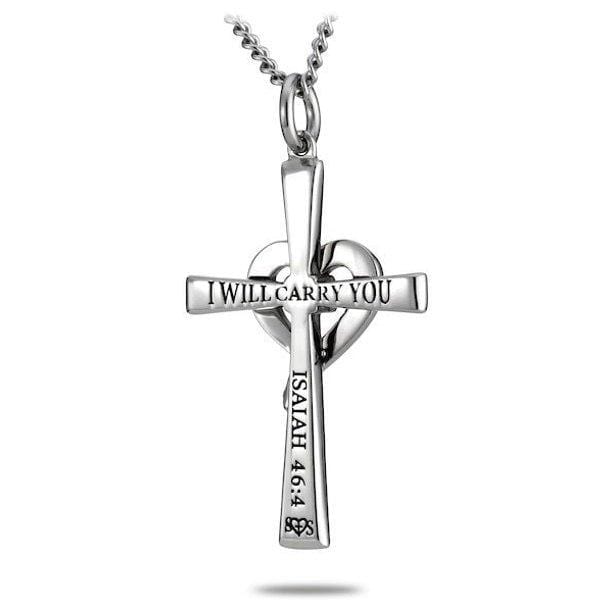 Women's Stainless Steel Cross Necklace with Crystal Heart - Image 2