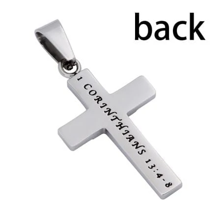 Women's Stainless Steel CZ Cross Necklace Love - Image 2