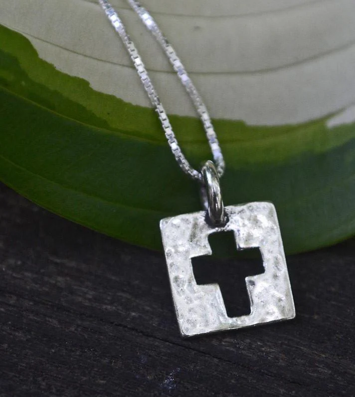 Women's Sterling Silver Cut-Out Cross Charm Necklace - Image 2